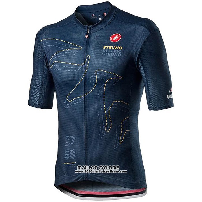 2020 Maillot Cyclisme Giro d'Italia Fonce Bleu Manches Courtes et Cuissard